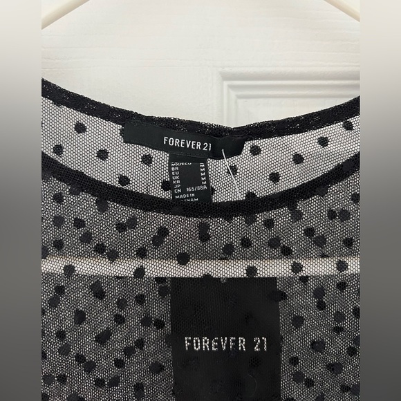NWT Forever21 polka dot mesh top with adjustable side ties - Picture 3 of 3